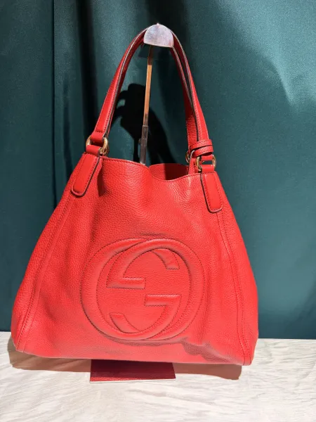 Gucci 紅色牛皮流蘇中號手提包