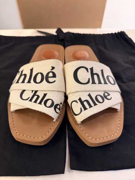 Chloe flat logo sandals